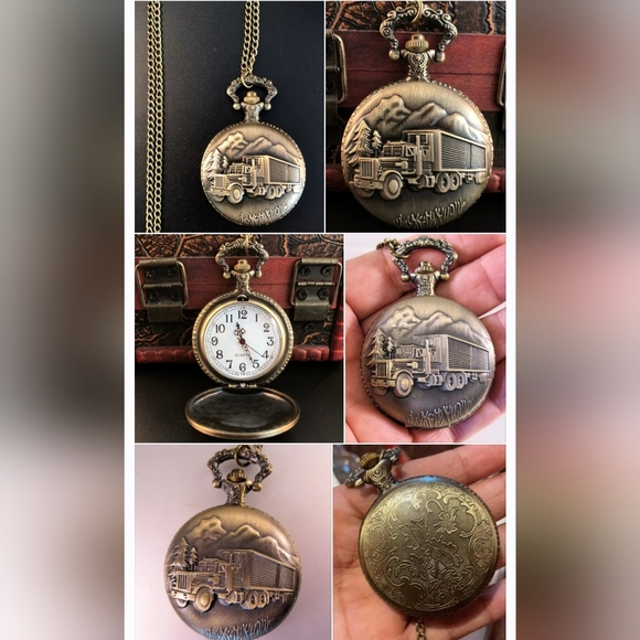 Other - New 18 wheeler Big Rig truck trucker Quartz pocket watch